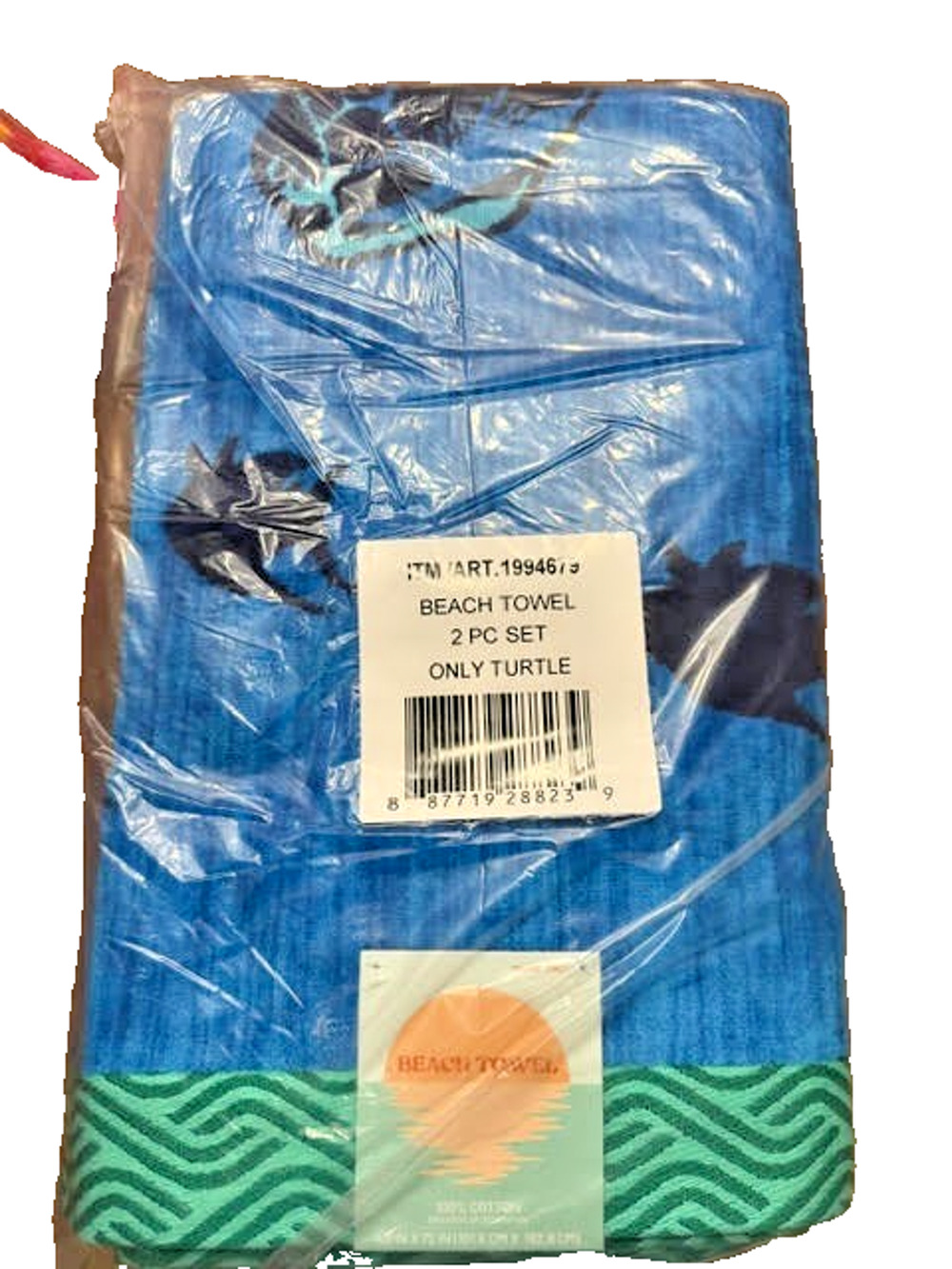 NEW 2 Pack Welspun Only Turtle Beach Towels 2-Pack – 40" x 72" – 100% Cotton